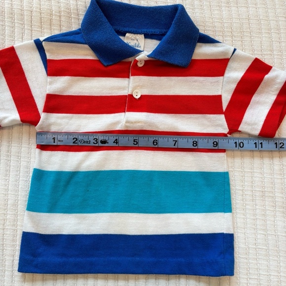 Knitite Vintage 80's Boys Wide Striped Short Sleeve Polo Shirt Size 2 Made U.S.A - Picture 8 of 9